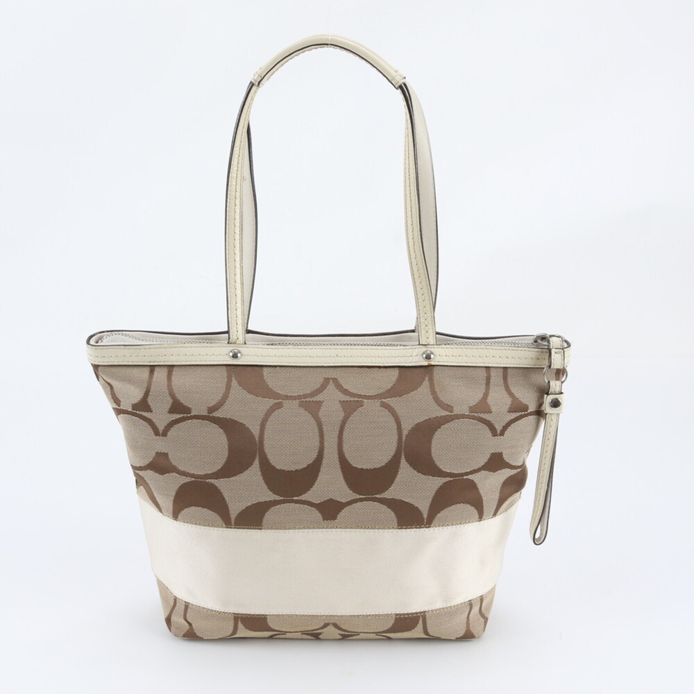 Coach Signature Leather Tote Bag Shoulder Handbag Brown Women's